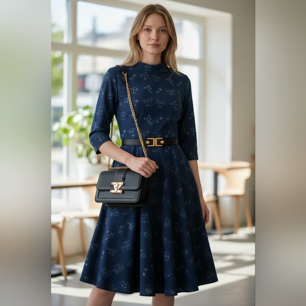 Elegant Navy Blue Dress